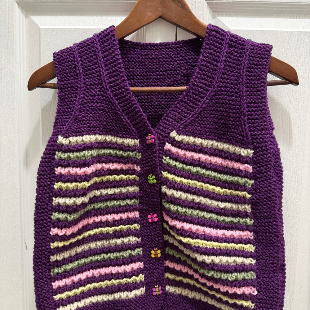 Purple Striped Handmade Kid’s Sweater Vest